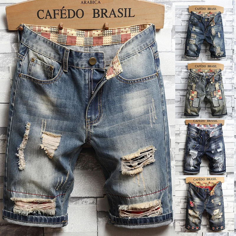 Levis Jeans 501 - ملابس الصيف الجديدة الرجال خمر ممزق